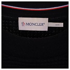 Moncler-Moncler Waffle Knit Sweater in Navy Blue Cotton-Navy blue