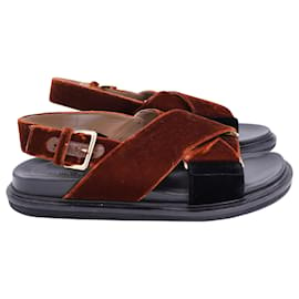 Marni-Marni Fussbett Sandals in Brown Velvet-Brown
