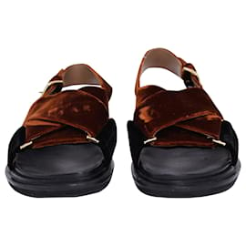 Marni-Marni Fussbett Sandals in Brown Velvet-Brown