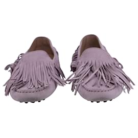 Tod's-Tod's Gommino Fringed Loafers aus rosa Wildleder -Pink