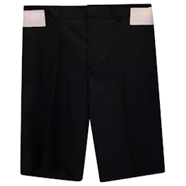 Givenchy-Givenchy Leather-Trim Shorts in Black Cotton-Black