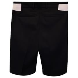 Givenchy-Short à bordures en cuir Givenchy en coton noir-Noir