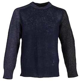 Maison Martin Margiela-Maison Margiela Color Block Sweater in Navy Blue Wool-Blue