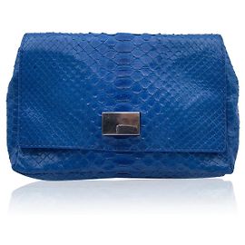 Orciani Bolsa a tiracolo pequena de couro azul com alça de corrente Azul