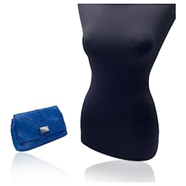 Orciani-Petit sac à bandoulière en cuir bleu avec bandoulière chaîne-Bleu