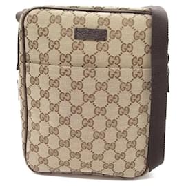 Gucci-Gucci GG Canvas Flache Messenger Bag Canvas Umhängetasche 123000 in guter Kondition-Andere