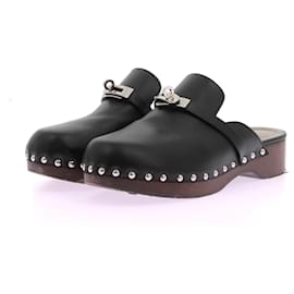 Hermès-HERMES Mules y zuecos T.UE 39 Cuero-Negro