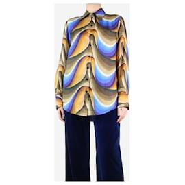 Victoria Beckham-Chemise en soie à motifs multicolores - taille UK 8-Multicolore
