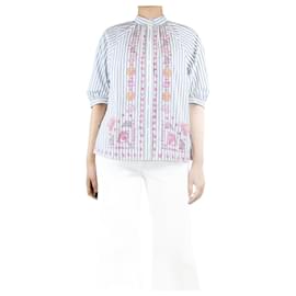 Autre Marque-White embroidered striped blouse - size UK 8-White