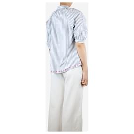 Autre Marque-White embroidered striped blouse - size UK 8-White