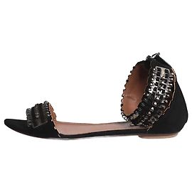 Alaïa Black suede flat sandals - size EU 37.5 Black