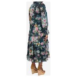 Zimmermann-Vestido midi floral multicolorido com babados - tamanho UK 14-Multicor