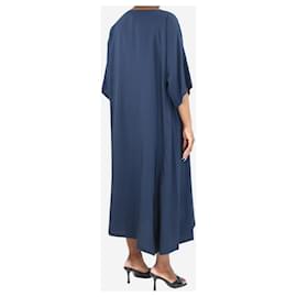 Autre Marque-Robe midi en soie oversizee bleue - taille UK 12-Bleu