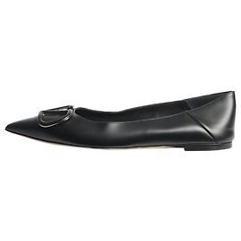 Valentino Black vlogo leather flat shoes - size EU 37 Black