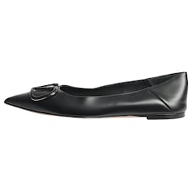 Valentino-Black vlogo leather flat shoes - size EU 37-Black