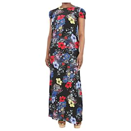 Erdem-Vestido maxi estampado floral de seda preto - tamanho UK 16-Preto