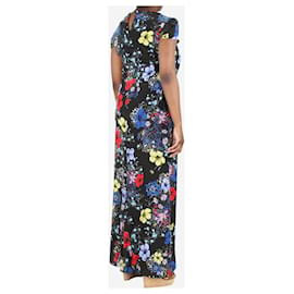 Erdem-Vestido maxi estampado floral de seda preto - tamanho UK 16-Preto
