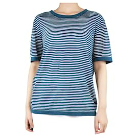 Hermès-Blue striped linen top - size S-Blue