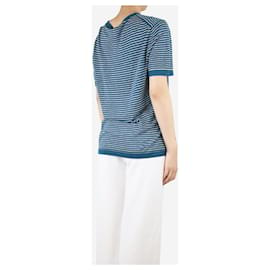 Hermès-Blue striped linen top - size S-Blue