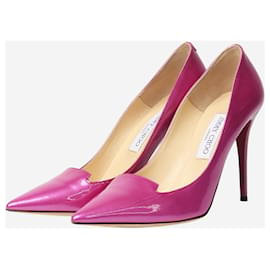 Jimmy Choo-Sapatos de bico fino rosa patenteados - tamanho UE 39.5-Rosa