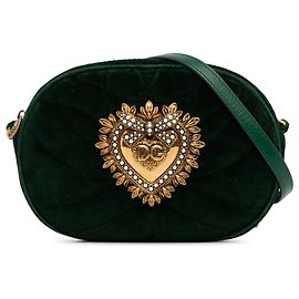 Borsa a tracolla Devotion Mini in velluto verde Dolce & Gabbana Verde Verde scuro