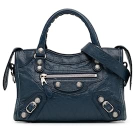 Balenciaga-Balenciaga Blue Mini Agneau Motocross Giant 12 city-Blue