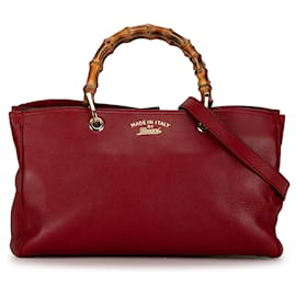 Gucci-Gucci Roter mittelgroßer Bambus-Shopper-Rot