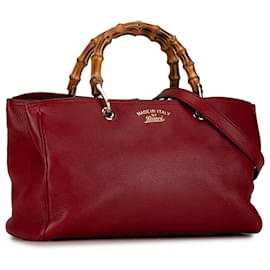 Gucci-Bolso Shopper Mediano De Bambú Rojo Gucci-Roja