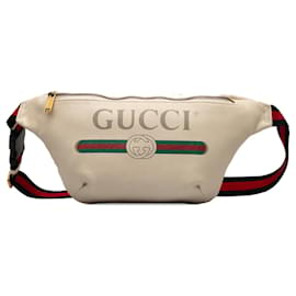 Gucci-Sac ceinture à logo en cuir blanc Gucci-Blanc