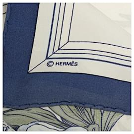 Hermès-Hermès Foulard En Soie Blanc Quai Aux Fleurs-Autre