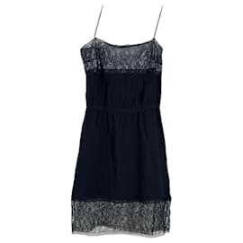 Chanel-Runway Robot Collection Silk and Lace Dress-Navy blue