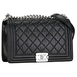 Chanel-Chanel Large Perforated Leather Le Boy Flap Bag Leather Shoulder Bag in Good condition-Other