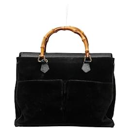 Gucci-Gucci Suede Bamboo Handbag Suede Handbag 002 123 in good condition-Other