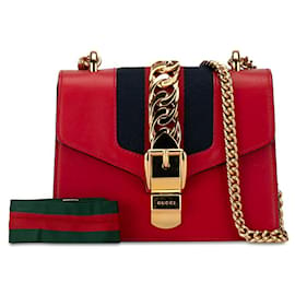 Gucci-Gucci Mini Sylvie Leather Shoulder Bag Leather Shoulder Bag 431666 in excellent condition-Other