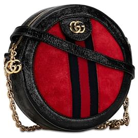 Gucci-Gucci Leather & Suede Ophidia Mini Round Shoulder Bag Suede Shoulder Bag 550618 in good condition-Other
