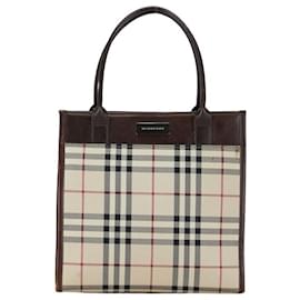 Burberry-Burberry House Check Canvas & Leather Handbag Canvas Handbag in Good condition-Other