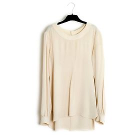 Chanel AH2007 Top FR42 Ecru Seidenkreppbluse US12 Roh
