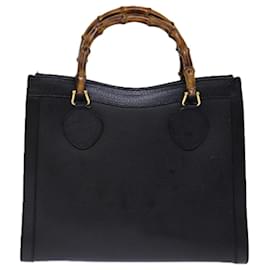 Gucci-GUCCI Bamboo Hand Bag Leather Black 002 1186 0260 auth 72838-Black