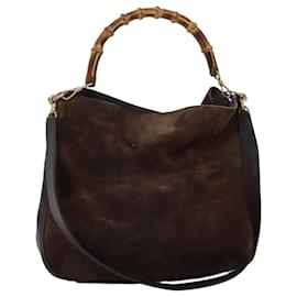 Gucci-GUCCI Bamboo Shoulder Bag Leather 2way Brown 001 1781 1577 auth 73162-Brown