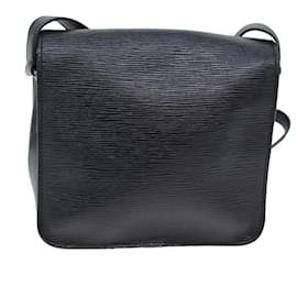 Louis Vuitton-LOUIS VUITTON Epi Cartouchiere MM Shoulder Bag Black Noir M52242 LV Auth 72336-Black