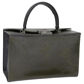 Fendi-FENDI Vanity Hand Bag Leather Khaki Auth 73352-Khaki