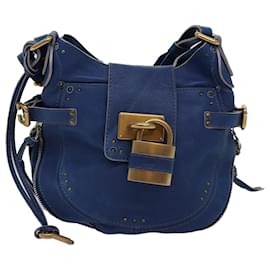 Chloé-Chloe Paddington Shoulder Bag Leather Blue Auth kk230-Blue