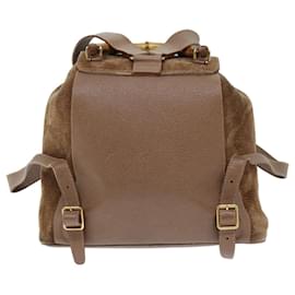 Gucci-GUCCI Bamboo Backpack Suede Brown 003 2058 0016 auth 72436-Brown