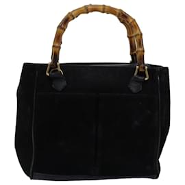 Gucci-GUCCI Bamboo Hand Bag Suede Black 000 122 0316 Auth yk12056-Black