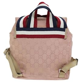 Gucci-GUCCI GG Canvas Sherry Line Backpack Pink Red Navy 003 0242 auth 73372-Pink,Red,Navy blue