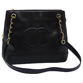 Chanel-CHANEL COCO Mark Chain Shoulder Bag Lamb Skin Black CC Auth 72768-Black