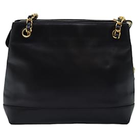 Chanel-CHANEL COCO Mark Chain Shoulder Bag Lamb Skin Black CC Auth 72768-Black