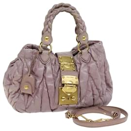 Miu Miu-Miu Miu Materasse Hand Bag Leather 2way Pink Auth bs13684-Pink