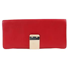 Valentino-Leather Clutch Bag-Red