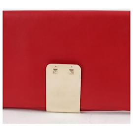 Valentino-Leather Clutch Bag-Red